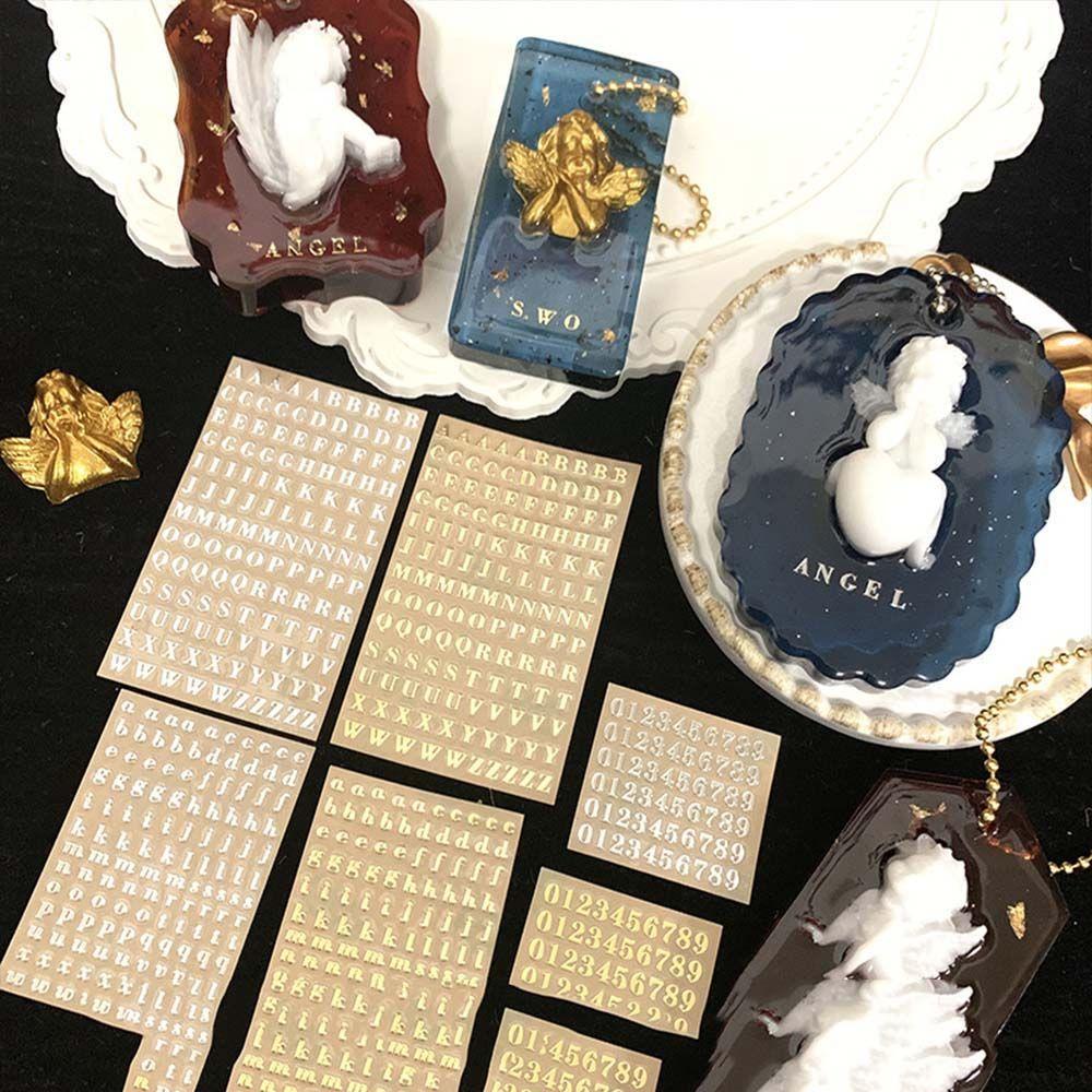 Resin Filler Gold&silver Alphabet Sticker Labels Stickers Epoxy Filling Sticker Number Sticker