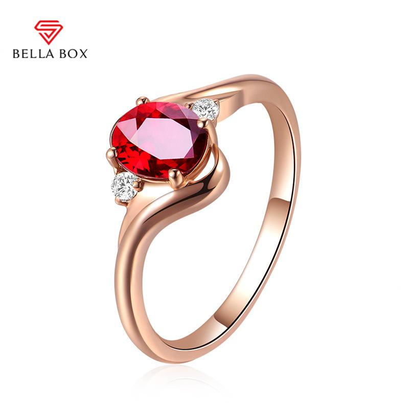 BELLA BOX Created Ruby Opening Adjustable Rings For Women Wedding Party Red Gemstone Ring Jewellery Gift