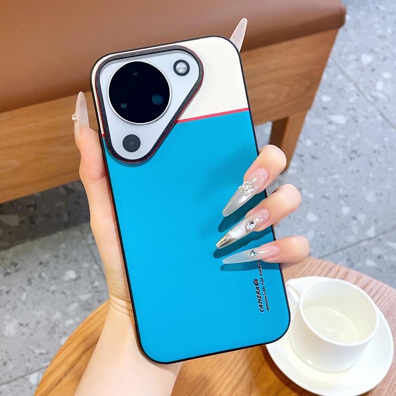 Роскошный кожаный чехол со вставками разных цветов для Huawei Pura 90 Pro Max 80 Ultra 70 Pro, противоударный мягкий чехол с большим круглым вырезом для модуля камеры