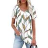 Women's Casual V-Neck Short Sleeve Chest Ruffle Printed Top