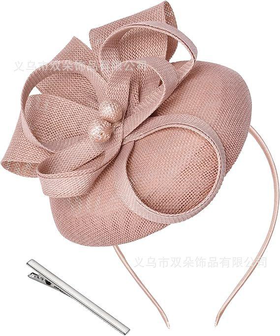 British retro imitation hemp top hat, hairpin, headband, dual-purpose photo party, dance, bridal headgear, party top hat woman