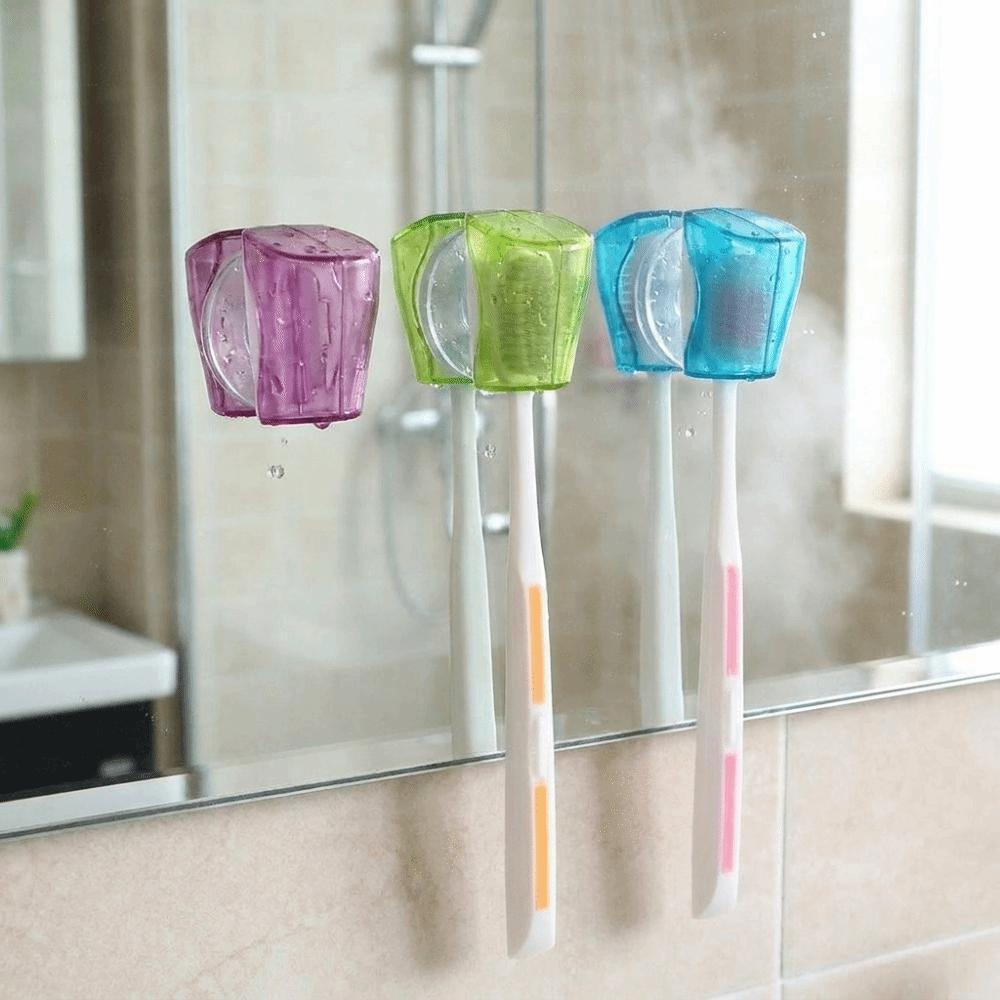 3PCS Portable Protector Case Suction Cup Toothbrush Cover Waterproof Toothbrush Head Covers Hotel