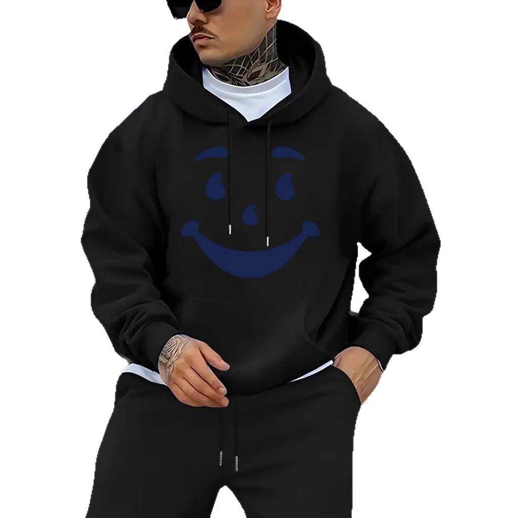 Новый европейский, американский осенне-зимний худи-свитер с принтом смайлика, мужской свитер с длинным рукавом