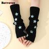 Botvotee Y2k Аксессуары Стиль Преппи Рукава для Женщин Бесплатная Доставка Длинные Рукава Звезда Защита Рук Половина Пальца Мода Черный