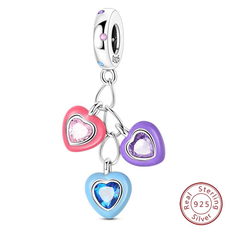 Шармы из стерлингового серебра 925 пробы Бусины Сердце Навсегда Бант Семейные Шармы Подвески Для Браслета Женские DIY Украшения Подарок