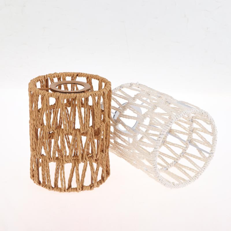 Ручной работы Бумажная веревка Плетеная Ротанговая Абажур Бохо Декоративный Абажур Настольная лампа Декоративный Для сада Двора Гостиной