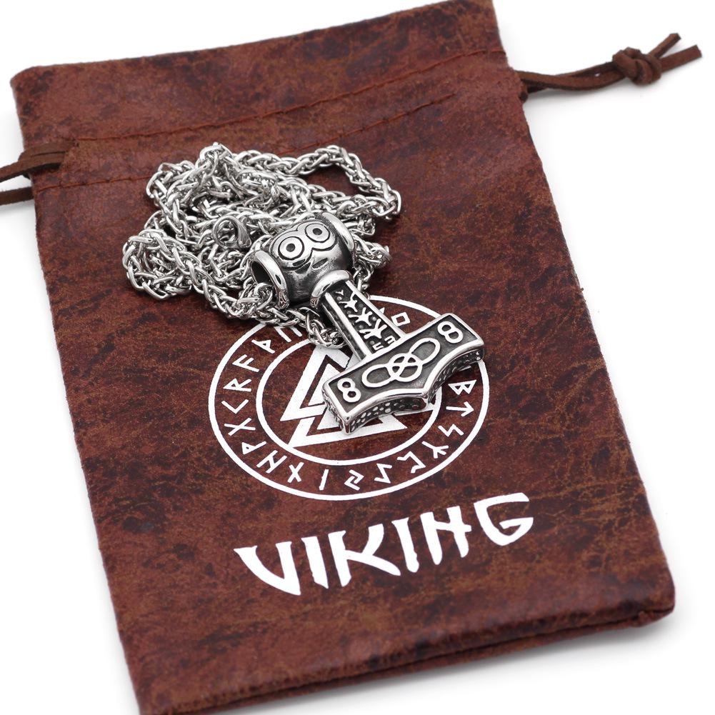 Стальное Vikingское Подвесное Ожерелье с Молотом Тора и Символом Одина