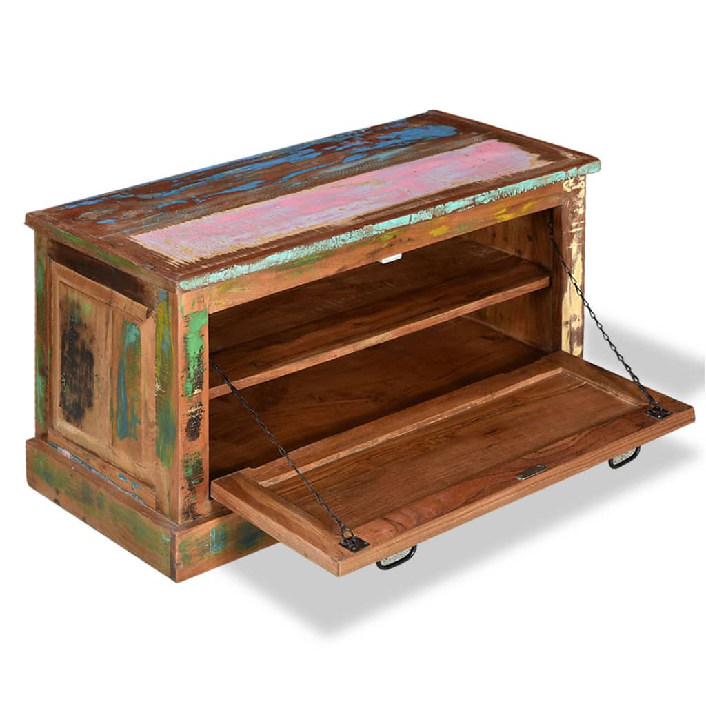 Vintage Solid Reclaimed Wood Shoe Bench