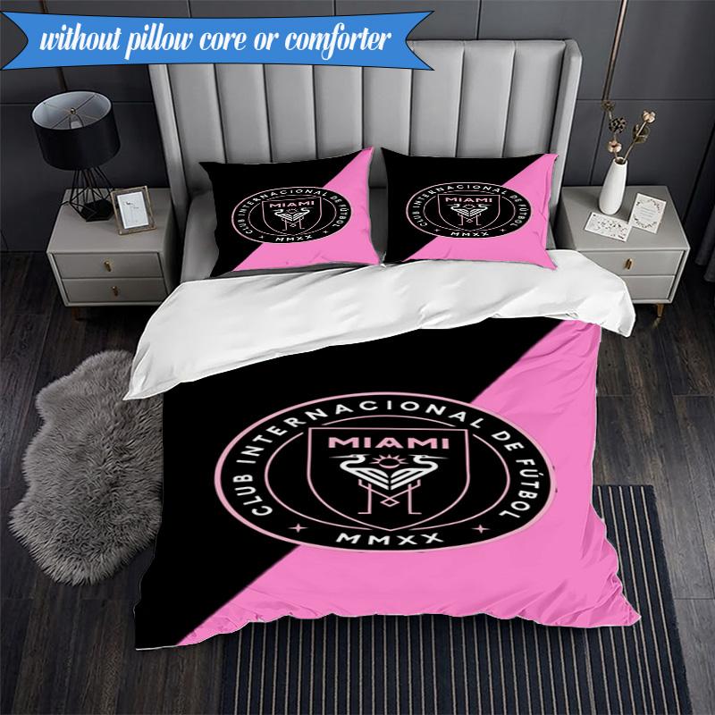 3PCS Club Internacional de Fútbol Miami Soft Bedding Set,Including 1pc Duvet Cover And 2pcs Pillowcases Perfect for Bedroom, Dormitory, Fan gift