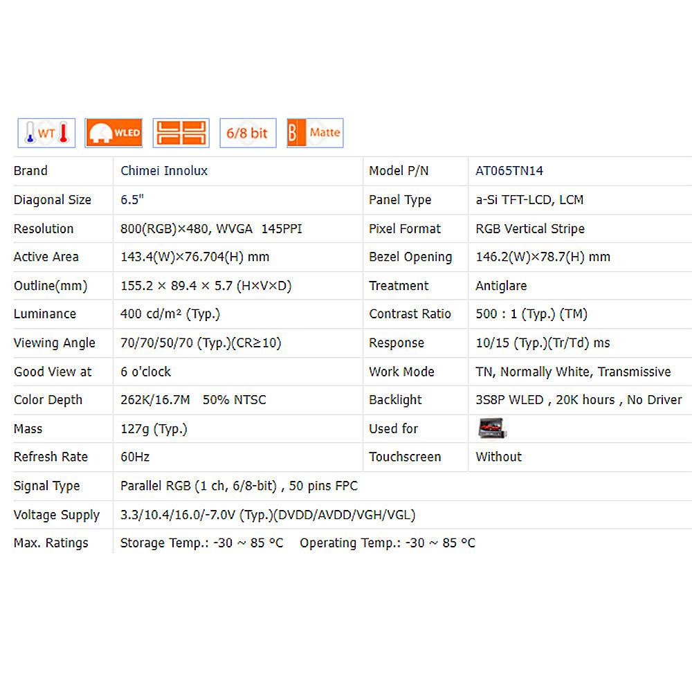 6,5-дюймовый AT065TN14 Многоцелевой ЖК-дисплей Экран Плата управления драйвером Аудио HDMI-совместимый Компьютер Raspberry Pi Монитор для ПК
