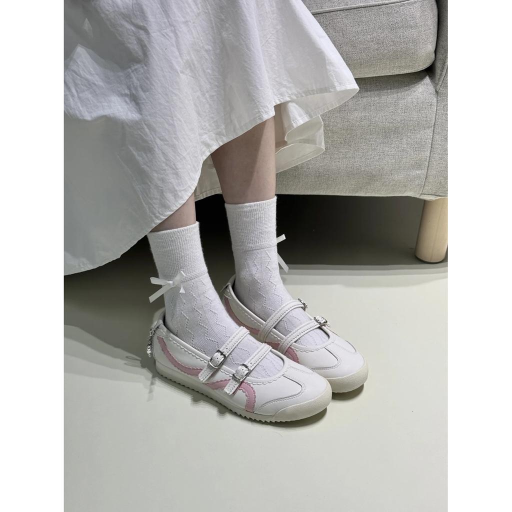 Туфли Мэри Джейн с бантом женские 2025 лето новые ремешок на одно слово балетки на плоской подошве с мелким вырезом одинарные туфли немецкие тренировочные туфли