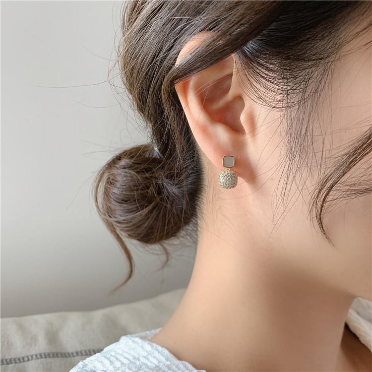 Корейская модная бижутерия 14-каратное золотое покрытие AAA циркон изысканные квадратные серьги-подвески простые опаловые женские свадебные аксессуары