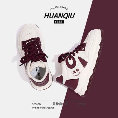 Глобальные высокие женские туфли ZHQ5250 бордового цвета в трендовой повседневной обуви на весну и осень, универсальная нишевая спортивная обувь