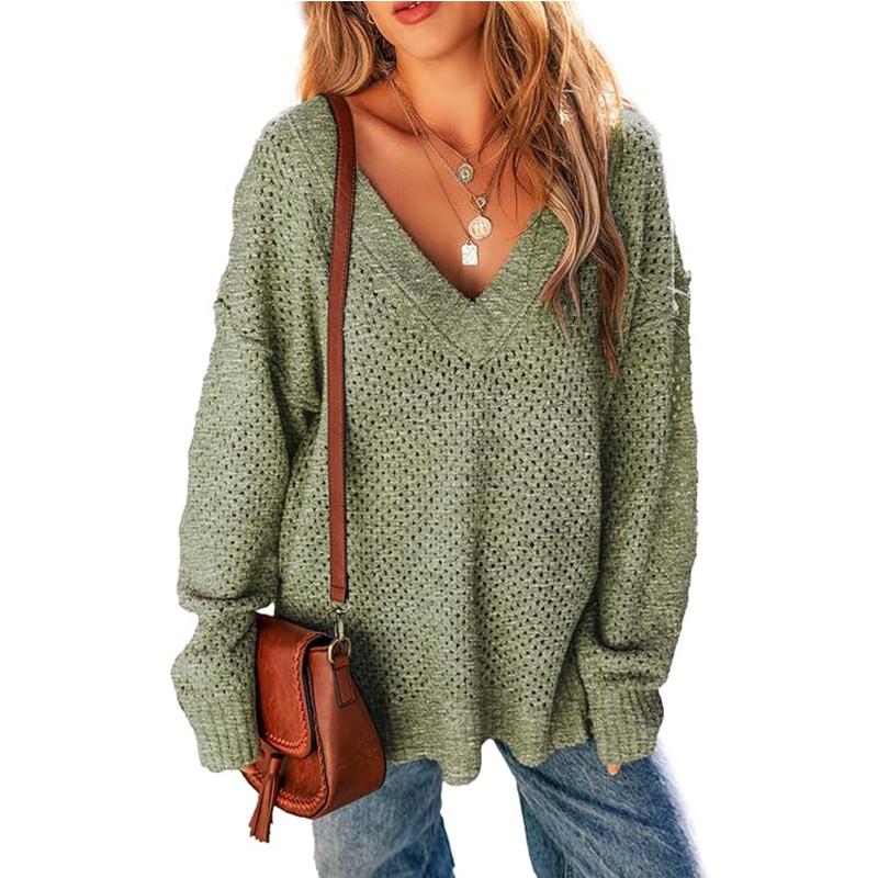 Осень и зима Европа и США V-образный вырез ленивый повседневный рукав длинный рукав уличный все