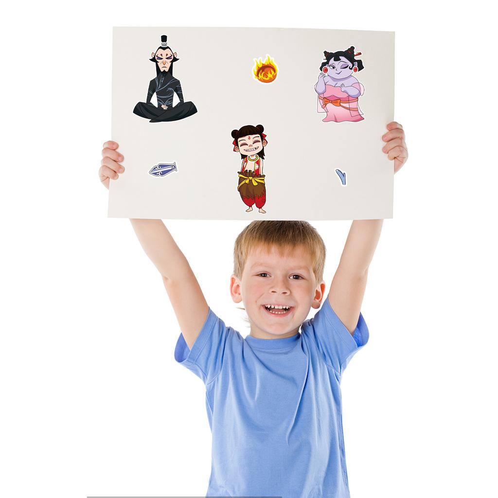 8 креативных наклеек-стикеров с изображением лица Нечжи, мультяшных, милых, набор