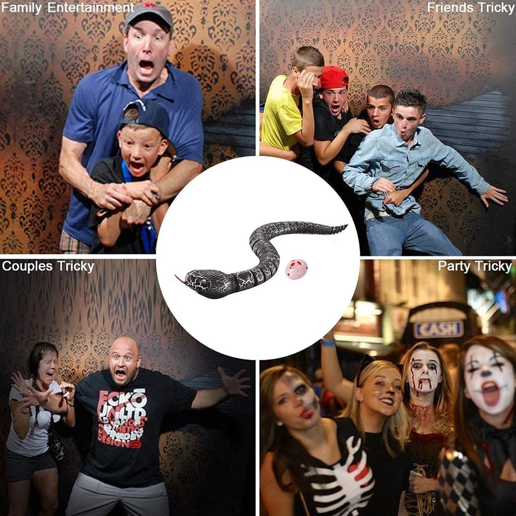 RC Snake Toy Retractable Tongue Swinging Tail Sliding Motion USB Rechargeable Snake Scary Toy