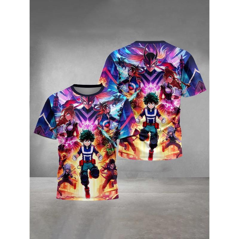 Детская одежда Повседневная Удобная С коротким рукавом Модная С мультяшным принтом Футболки Мальчики