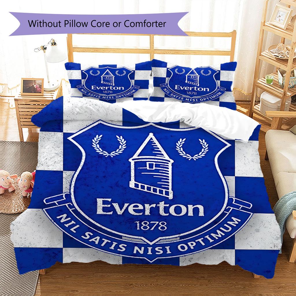 Everton F.C Pattern Bedding,Quilt Set Quilt Cover Pillowcase Home Birthday Gift(1 * duvet cover + 2 * pillowcase, without core)