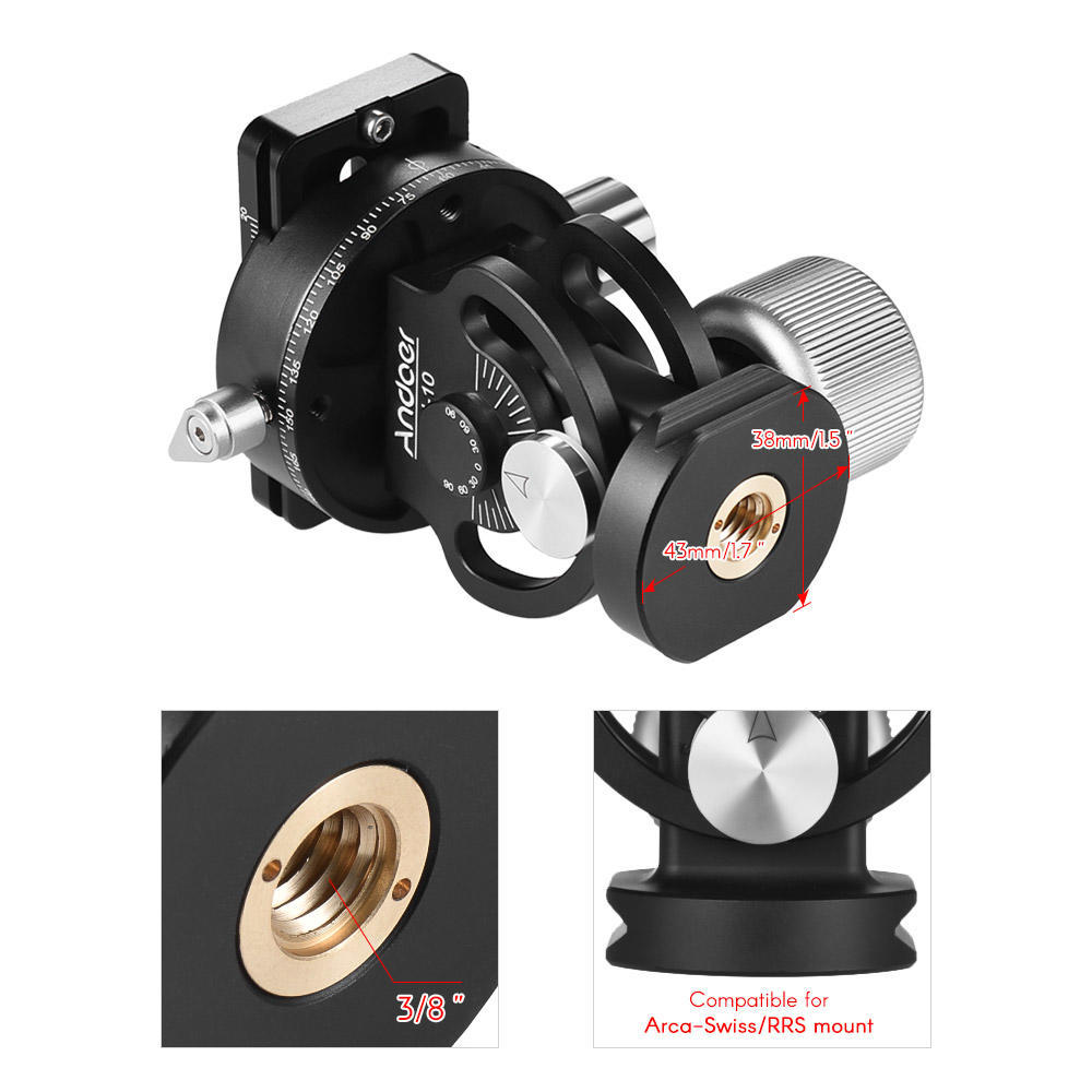 Andoer VH-10 2 Way Pan/Tilt Tripod Head Panoramic Bird Watching Photography Head with Quick Release