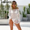 Women's Summer Hollow Leakage Mesh Long-sleeved Beach Knitted Sunwear