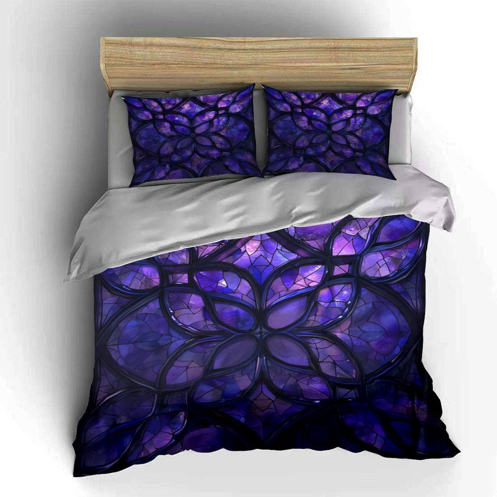 "Stained Glass Decorative Art Set" Bedding Set with 1 Duvet Cover 2 Pillowcases Single Double King Queen, Gift