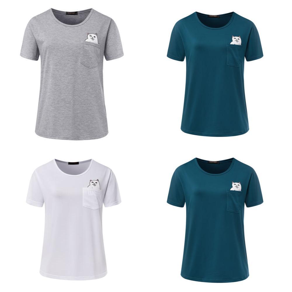 Pure Cotton Casual T Shirt For Men With Cartoon Cat Print Summer Tee