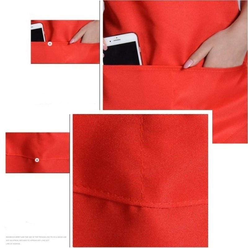 Apron with Pockets Thicken Cotton Polyester Blend Cooking Kitchen Restaurant