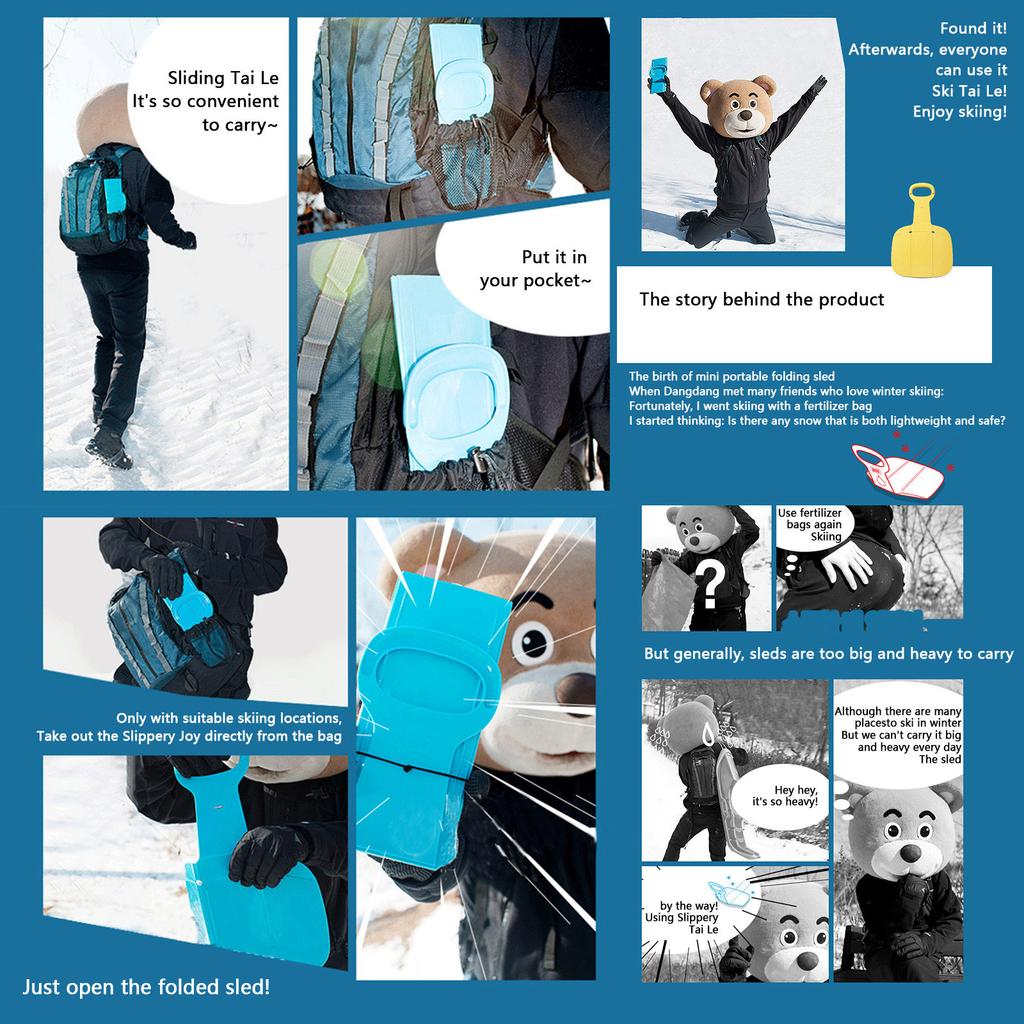 Портативные складные сани для скейтбординга для взрослых и детей, лыжи для скейтбординга