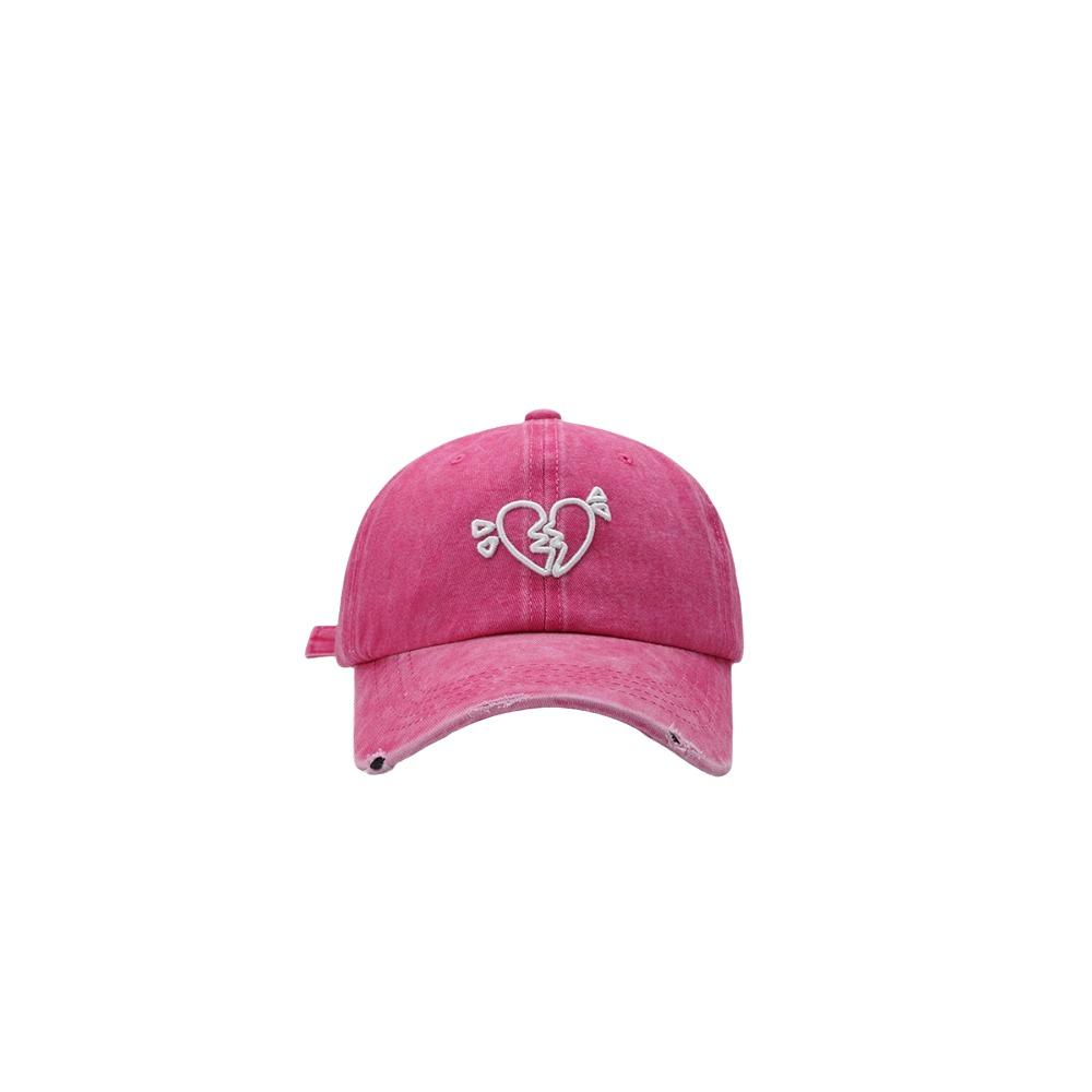 Korean Style Embroidered Sun Hat Cotton Washed Cotton Peaked Hat Love Heart Baseball Cap Outdoor