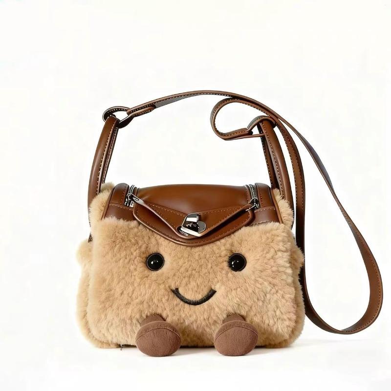 Cute Plush Doll Messenger Bag For Women Large Capacity Cartoon Shoulder Handbag Fashion Autumn Winter Christmas Gift