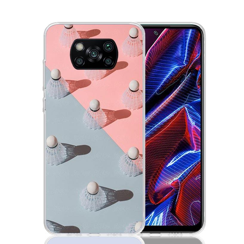 Спортивный чехол для телефона с бадминтоном для Xiaomi Poco X7 X6 X5 Pro F7 Ultra Redmi 15C 15 13 13C 12 12C 10 10A 10C 9 9A 9C 9T Чехол Poco X7