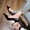 Женские элегантные темпераментные туфли на высоком каблуке 2024 года, летняя новая мода, тонкий каблук с мелким носком, инкрустированный бриллиантами, сексуальная женская обувь