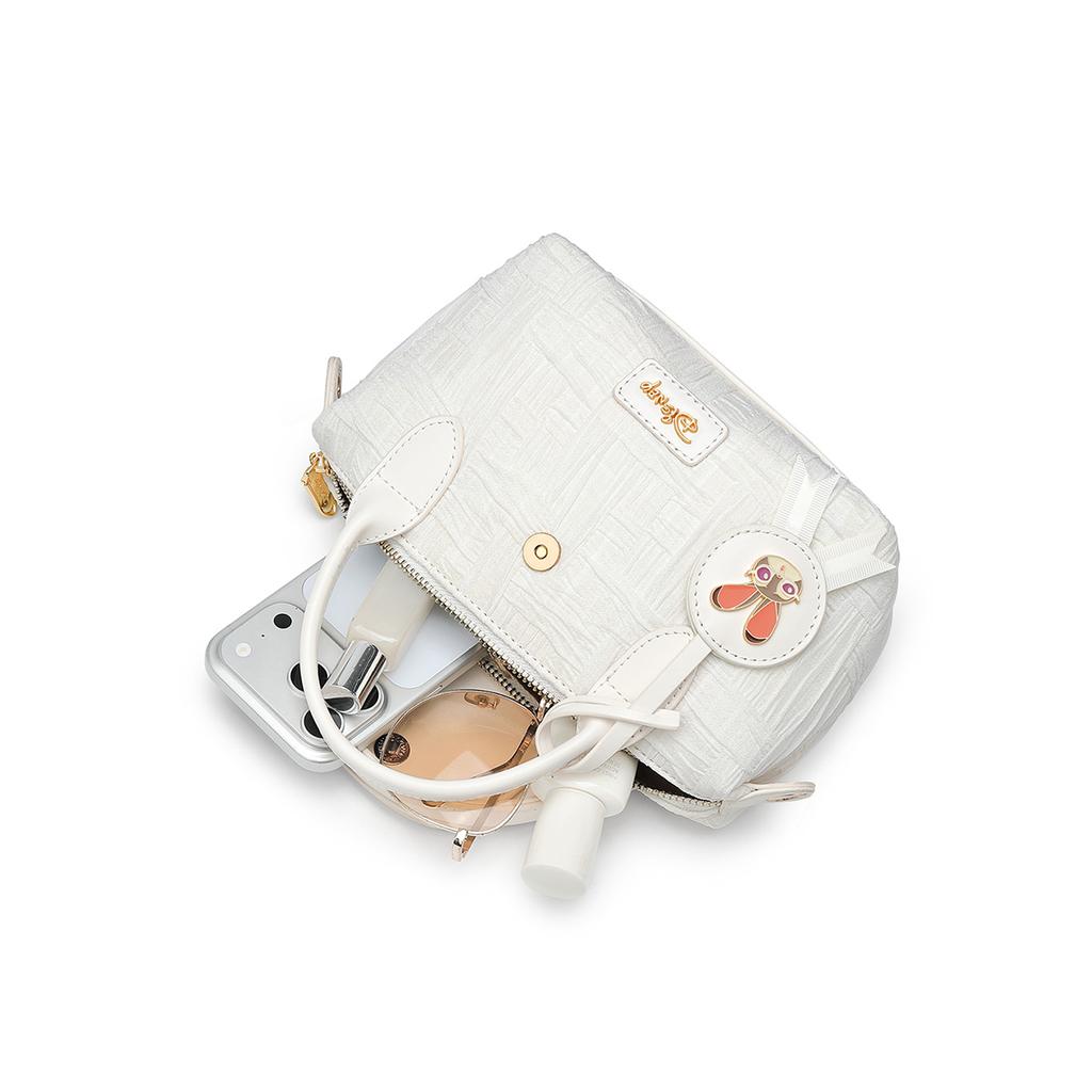 Disney Zootopia Judy Cute Sweet Pleated Texture Design Student Commuting Dating Versatile Crossbody Shoulder Bag Women Handbags Off-white DHF52324-Z