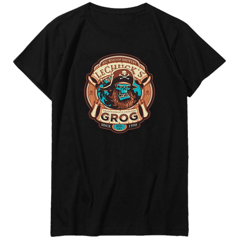 Grog Ghost Pirate Monkey Island Lechucks Brewery Classic Graphic T Shirts Cotton Short Sleeve Tshirts Summer Unisexs Clothing