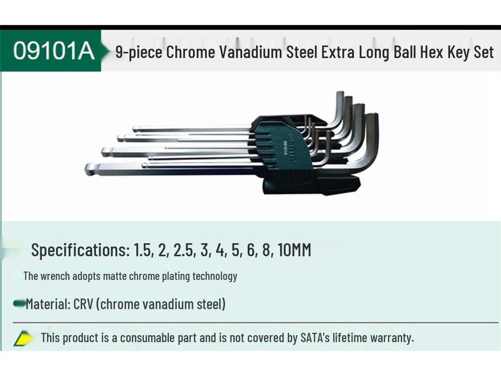 Набор шестигранных ключей - Мини, Удлиненные, Шарообразная и Плоская головка, Доступны в 7, 8, 9, 10, 14 штук (Модель 09105)
