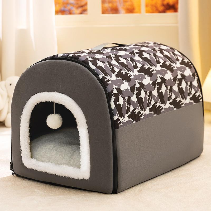 Желтый цветной полностью напечатанный изогнутый домик-будка для средних и крупных собак, полузакрытый большой объем, теплая будка для домашних собак, кровать для собак