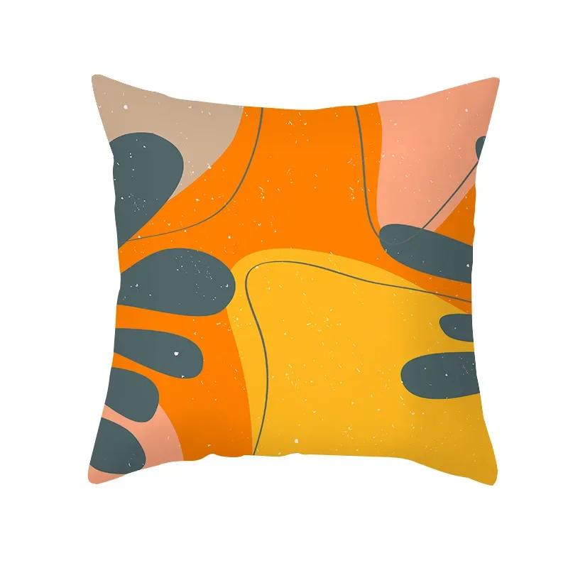 2023 Brand New Yellow Orange Abstract Geometry Print Pillow Cushion Cover Modern Nordic Sofa Throw Pillowcase Home Decor 45x45cm