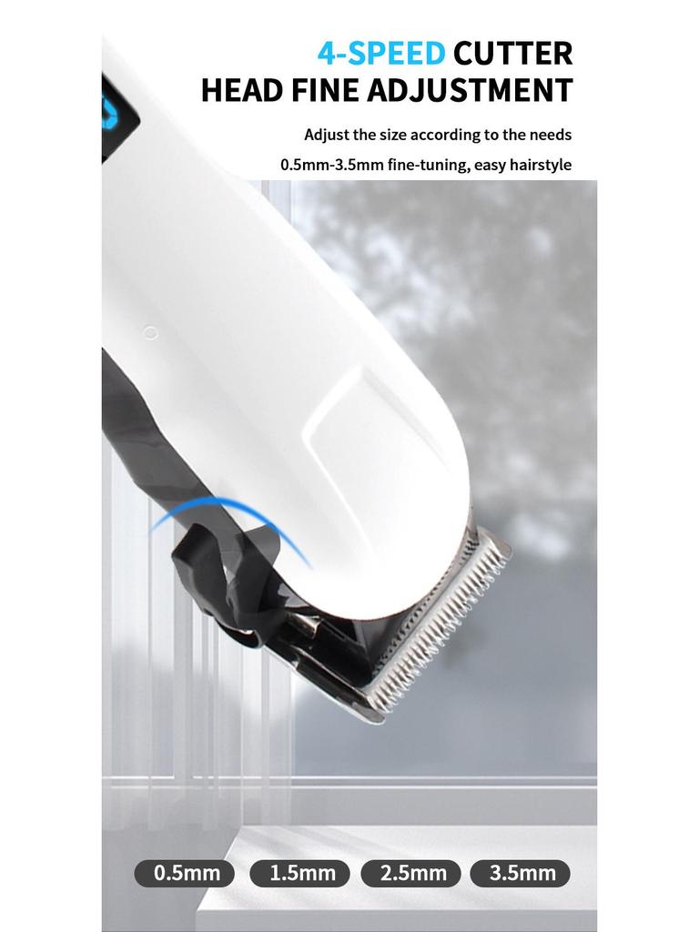 Многоскоростная машинка для стрижки волос с ЖК-дисплеем, USB-зарядка, мощная электробритва