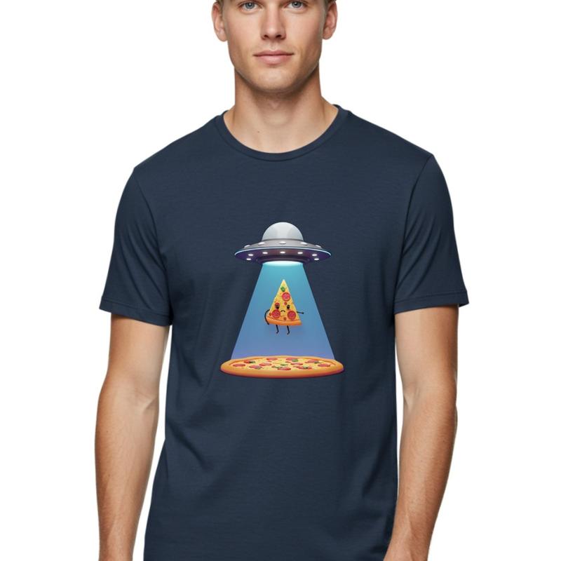 Ufoabductingpizzaslice Unisexs Graphic Tee 100 Cotton Casual Summer Wear