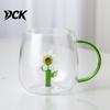 Decorative Glass Cup Handmade Animal Plant Shape Transparent Water Colorful Base Tumbler Cute Coffee Milk Drink with Handle