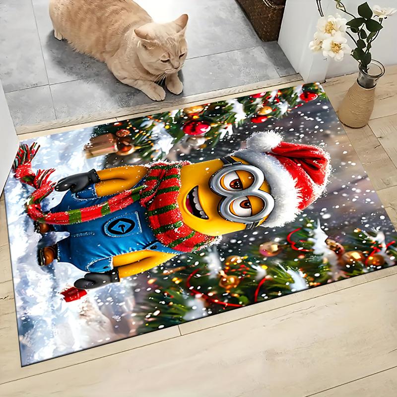 1Pc Christmas Minion Celebration Carpet Rug Soft Washable Antislip Home Living Room Sofa Mats Personalized Christmas Rug
