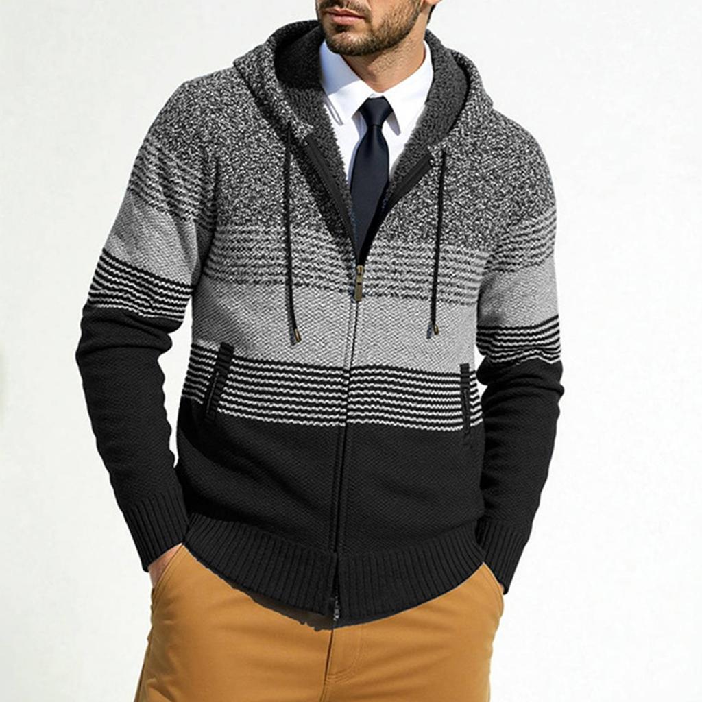 Мужской плюшевый и толстый свитер в цветовой гамме, мужская одежда, куртка, кардиган с капюшоном