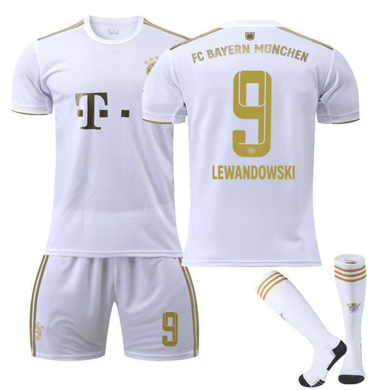 2223 Bayern Away White No. 17 Mane 4 Dericht 25 Muller Jersey Football Uniform Set Sportswear