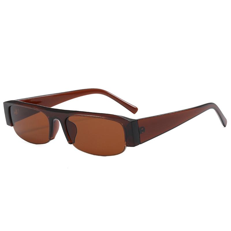 Stage Prop Small Rectangle Women Sunglasses Vintage Clear Lens Men Half Frame Eyewear Shades UV400 Beach Vacation Sun Glasses