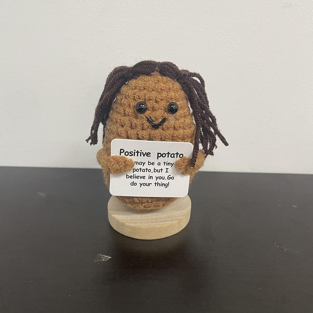 Handmade Positive Potatoes Doll With Card Home Decoration Knitting Penguin Bee Potato Doll Ornament Christams Party Room Decor