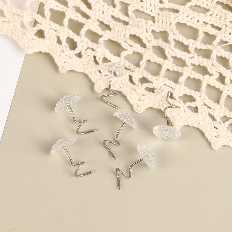 100 шт. прозрачных головок, закручивающиеся штифты, фиксированные для обивки, одеял, стульев, диванов, декора