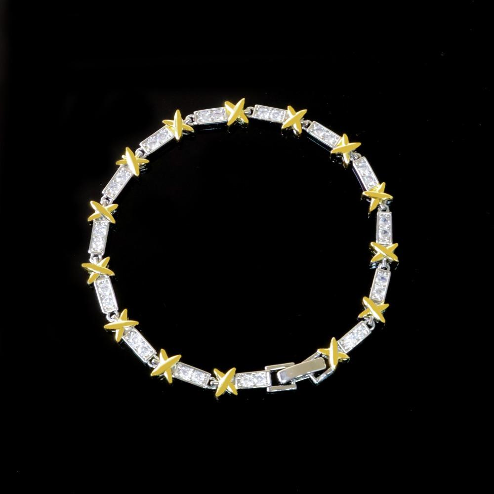 Европейский и американский ретро двухцветный гальванизированный медный циркониевый браслет легкая роскошь не выцветает женский универсальный высококлассный браслет