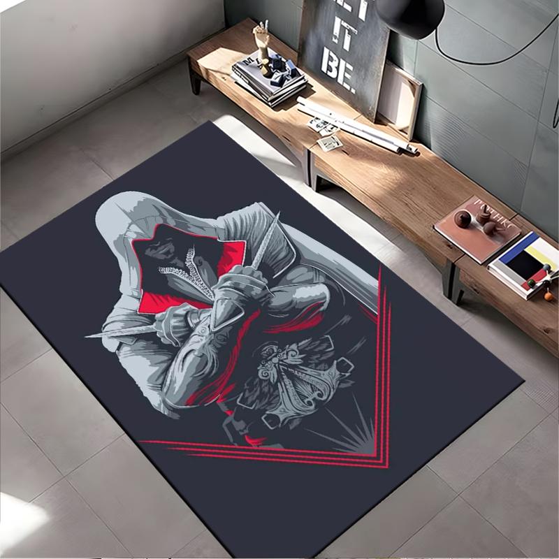 Mysterious Hooded Figure with Blades Rug Non-slip rug suitable for living room and bedroom sofas.