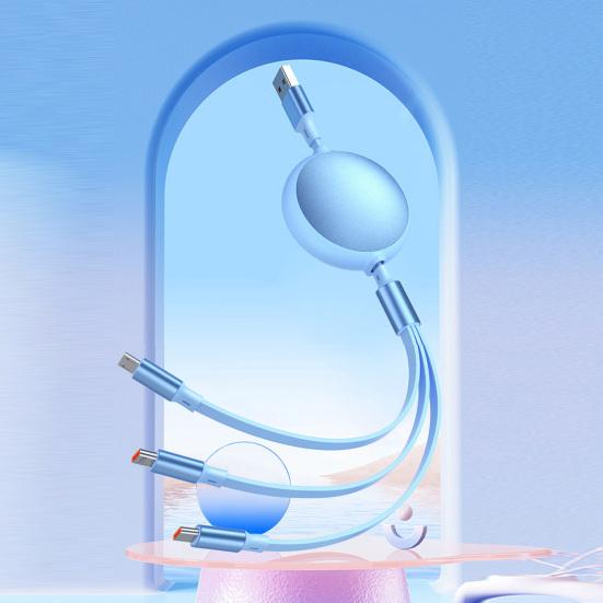 Кабель для передачи данных, 100 Вт, алюминиевый корпус, сверхбыстрая зарядка 3-в-1, растягивающийся кабель с низким энергопотреблением, кабель типа C/Micro USB/8-контактный