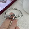 Silver Horseshoe Texture Bracelet: Women's Sterling Silver Niche Fashion Bangle, High-End Ins Style Jewelry